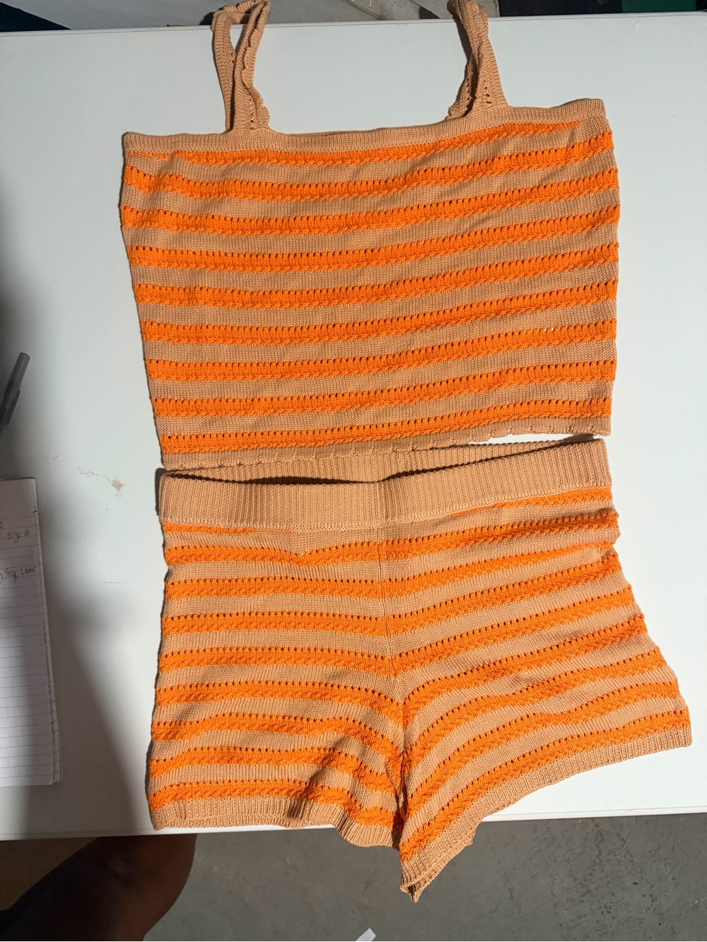 Flat white by Anthropologie Striped Knit Orange and Tan Women’s 2piece